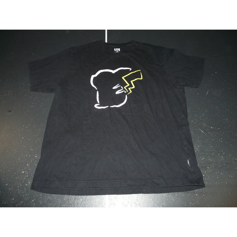 Uniqlo UT Pokemon Pikachu Silhouette Graphic T-Shirt Men's XL Black Short Sleeve